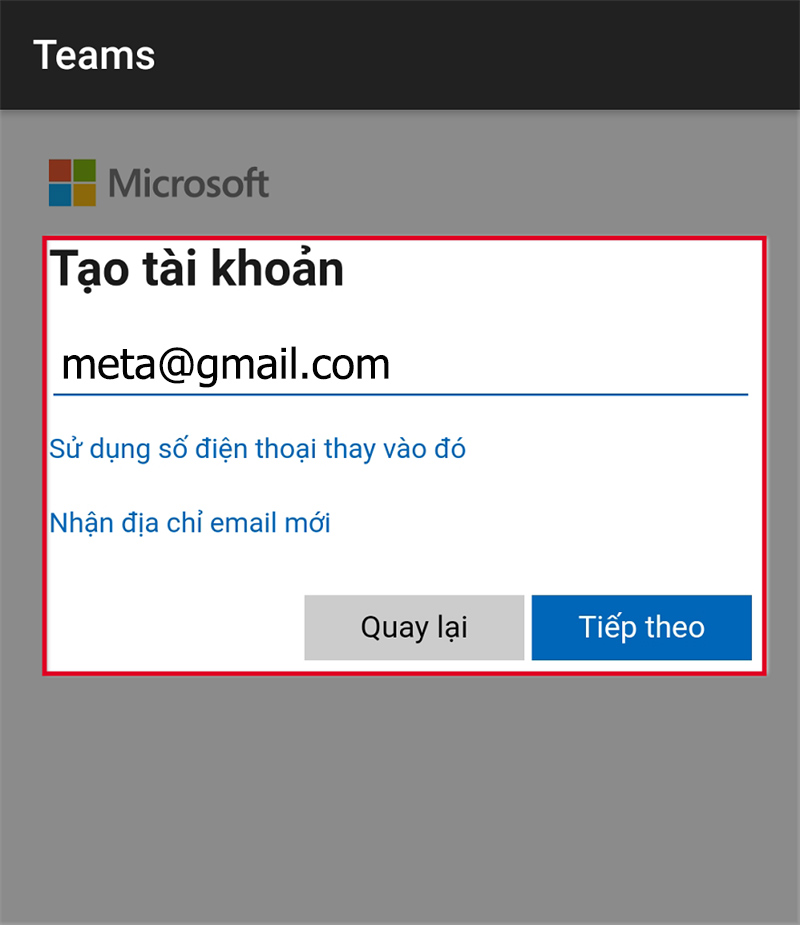 Nhập địa chỉ Email của bạn