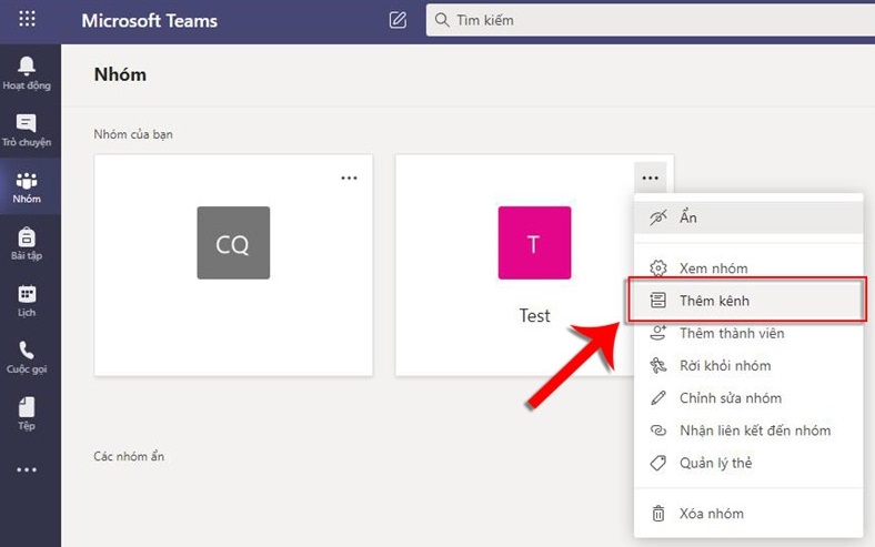 Cách tạo kênh trên Microsoft Teams