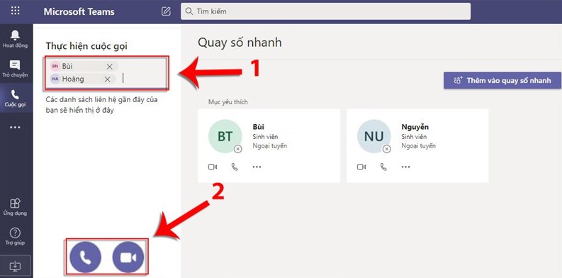Cách tạo cuộc gọi trên Microsoft Teams