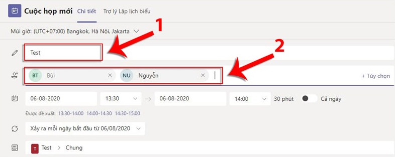 Cách tạo lịch họp mới trên Microsoft Teams