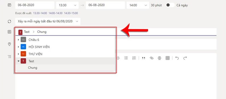 Cách tạo lịch họp mới trên Microsoft Teams