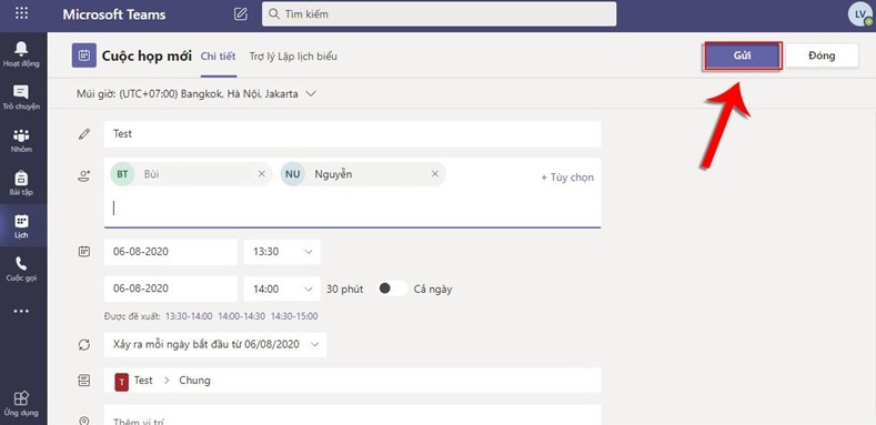 Cách tạo lịch họp mới trên Microsoft Teams