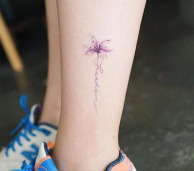 Hình xăm chữ đẹp cho nữ ở bắp chân 2