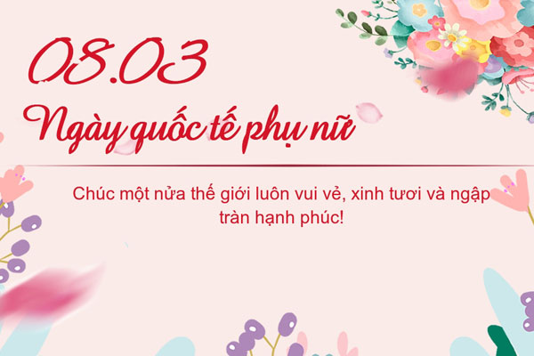 Thiệp mừng 8.3 Mẫu thiệp chúc mừng ngày mùng 8 tháng 3 đơn giản cho bạn bè