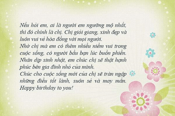 Thiếp chúc mừng sinh nhật chị gái Thiếp chúc mừng sinh nhật chị gái