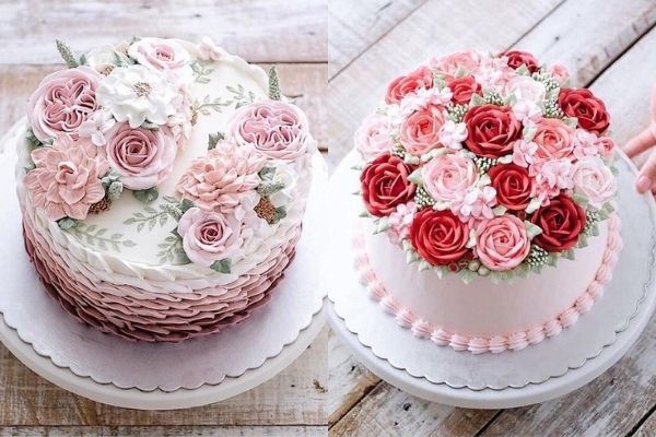Mẫu bánh kem trang trí hoa tặng mẹ ngày 8/3