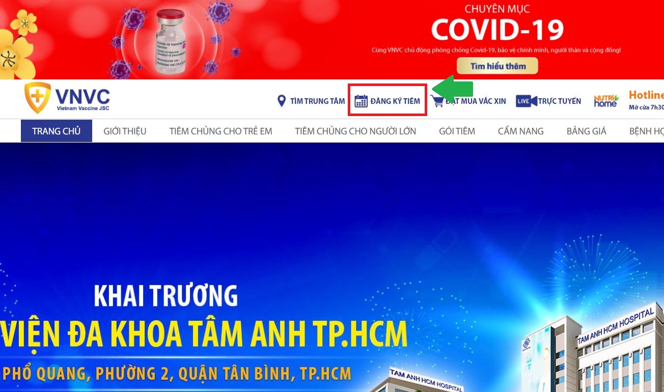 Quy trình đăng ký tiêm chủng online tại VNVC
