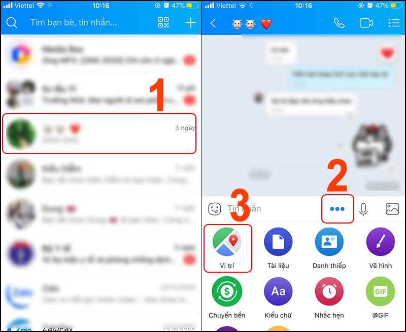 Cách gửi định vị qua Zalo