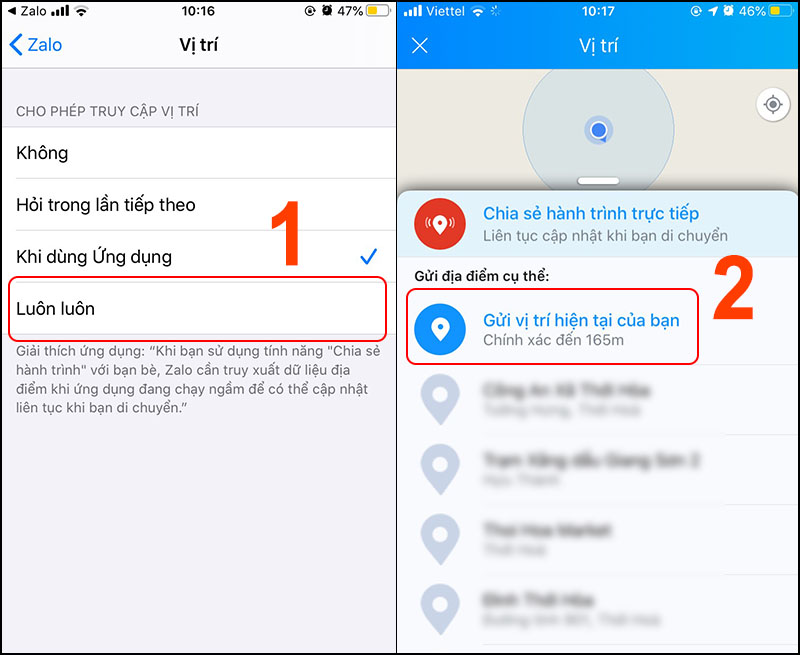 Các bước gửi định vị qua Zalo chi tiết