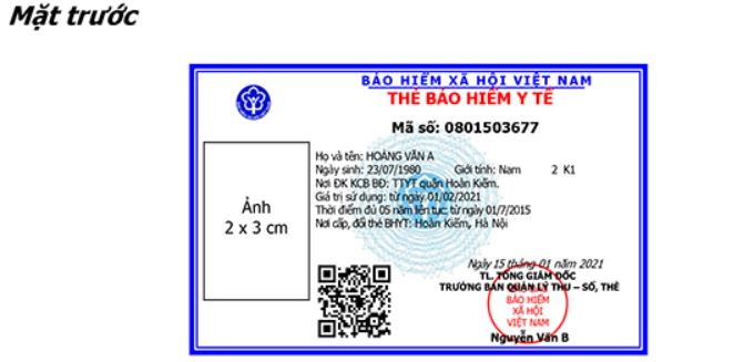 Mẫu thẻ bảo hiểm y tế mới 2021