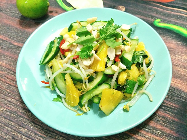 Cách làm nộm dưa chuột với dứa