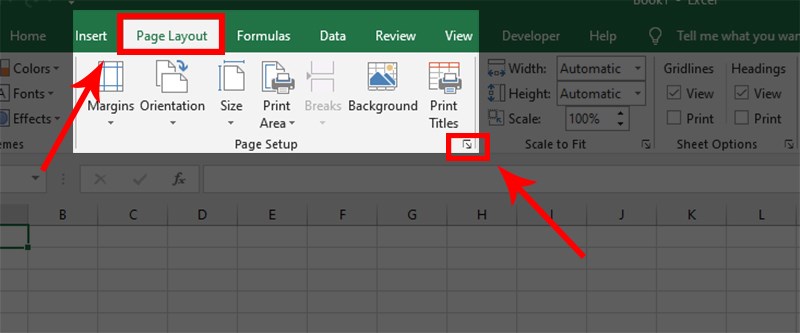 Cách đánh số trang trong Excel bằng Page Setup