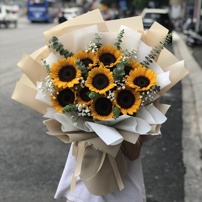 Mẫu bó hoa hướng dương đẹp độc đáo