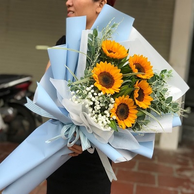Mẫu bó hoa hướng dương đẹp độc đáo