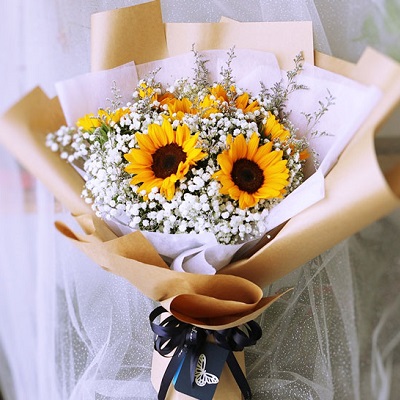 Mẫu bó hoa hướng dương đẹp độc đáo