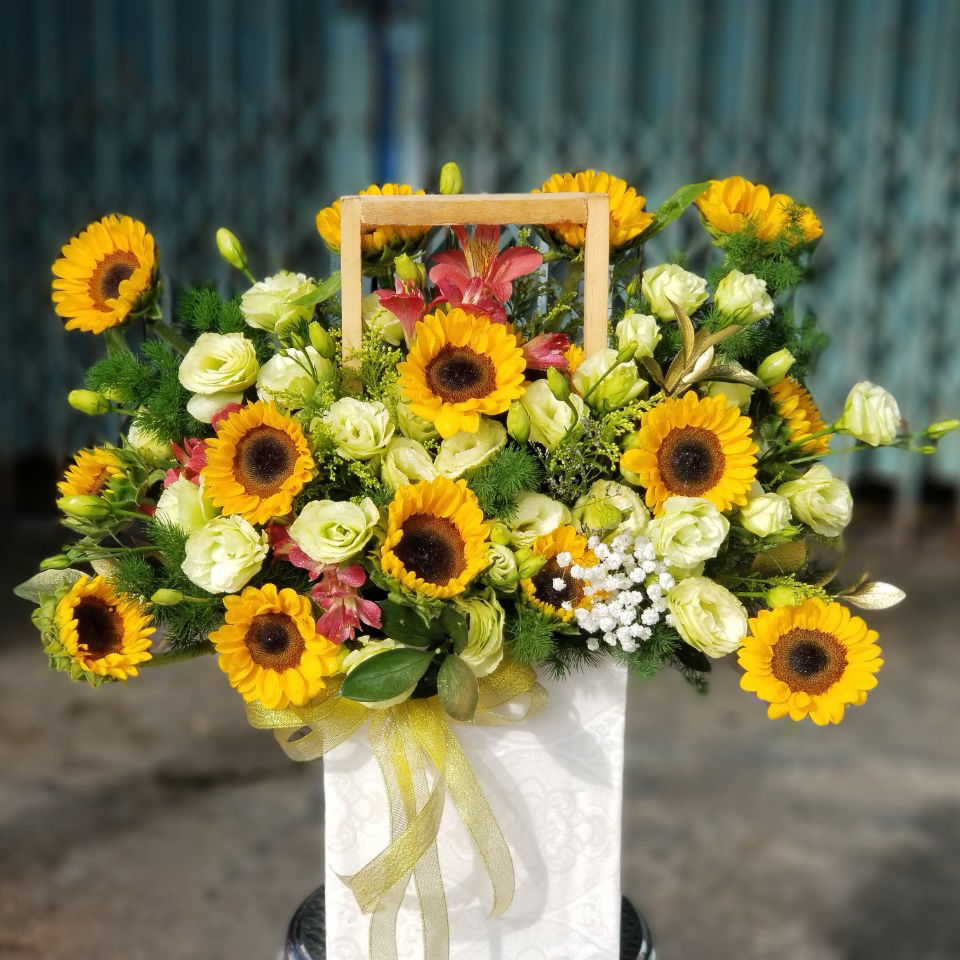 Giỏ hoa hướng dương đẹp Giỏ hoa hướng dương đẹp
