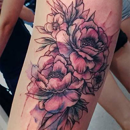 Hình xăm hoa mẫu đơn Hình xăm hoa mẫu đơn