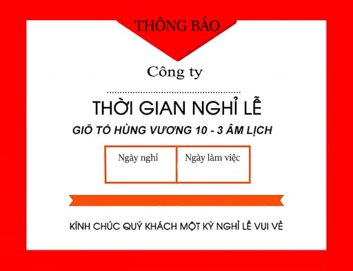 Mẫu thông báo lịch nghỉ lễ Giỗ tổ