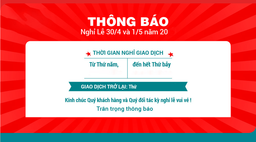 Banner thông báo nghỉ ngày 30/4 - 1/5