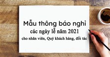 Mẫu thông báo nghỉ lễ của nội bộ công ty và cho khách hàng 2023