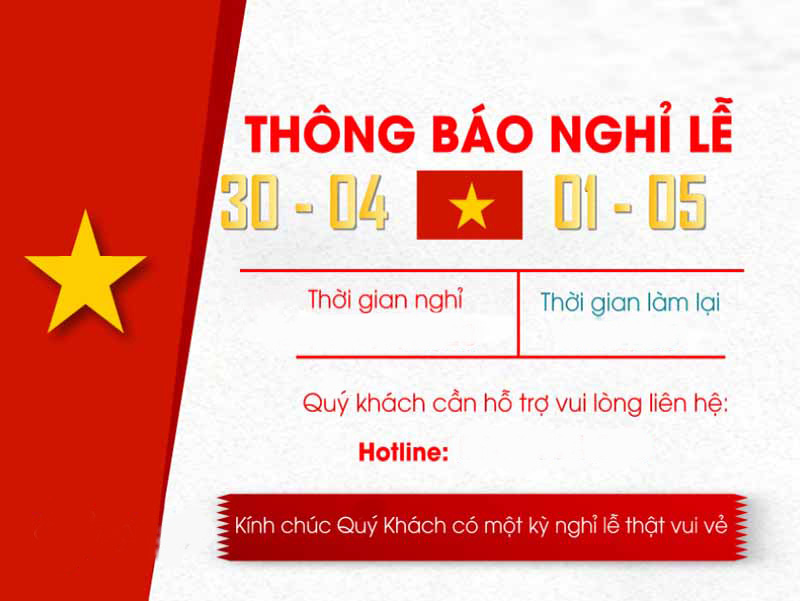 Mẫu banner thông báo nghỉ 30/4 - 1/5