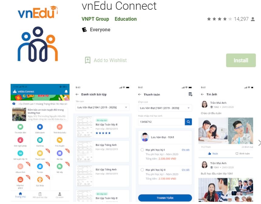 Cách tra cứu điểm VnEdu trường trung học cơ sở trên điện thoại