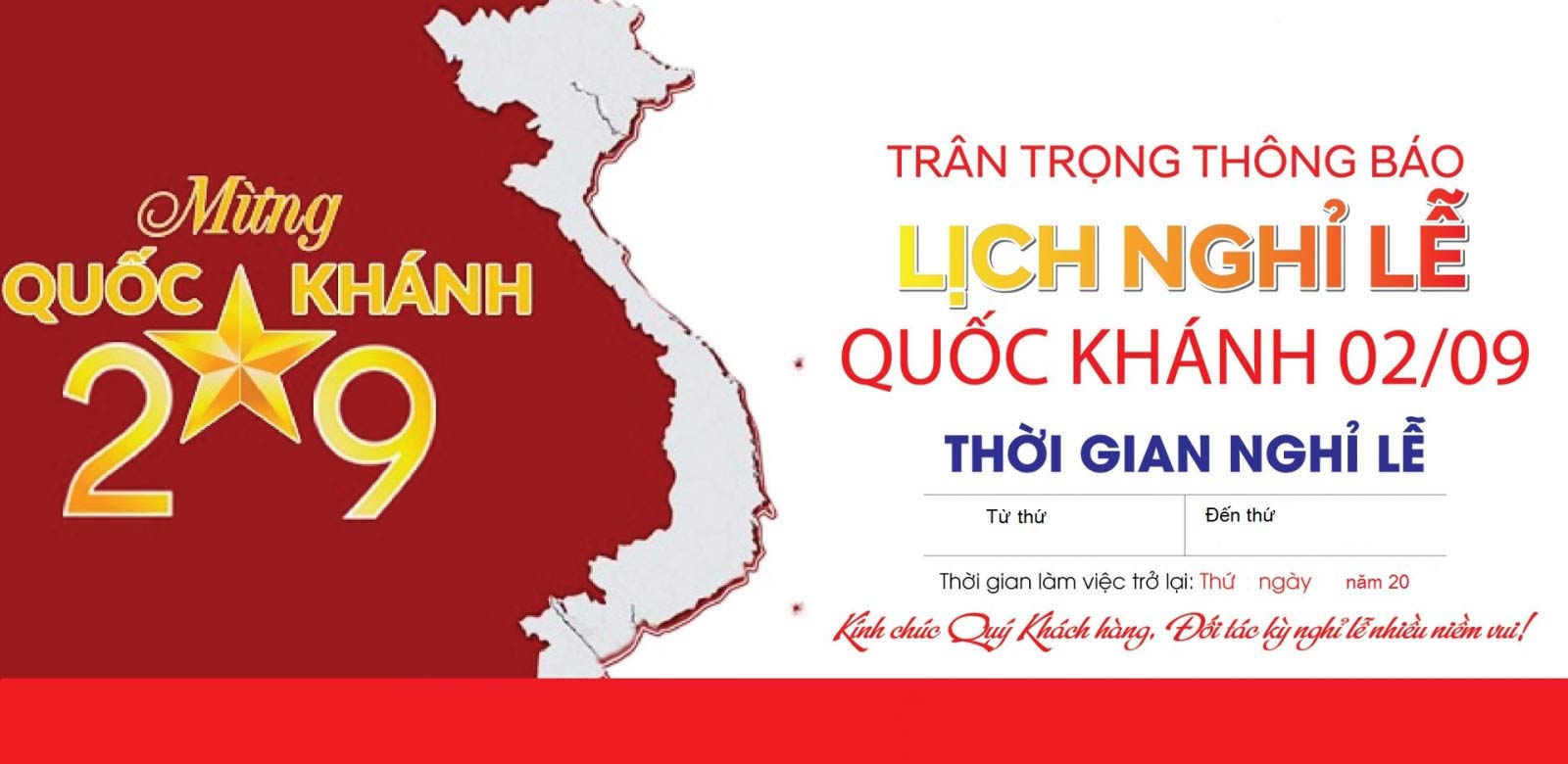 Banner lịch nghỉ Quốc khánh 2/9