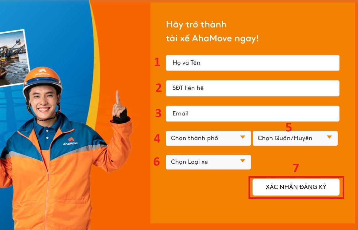 Cách đk chạy Ahamove trên website
