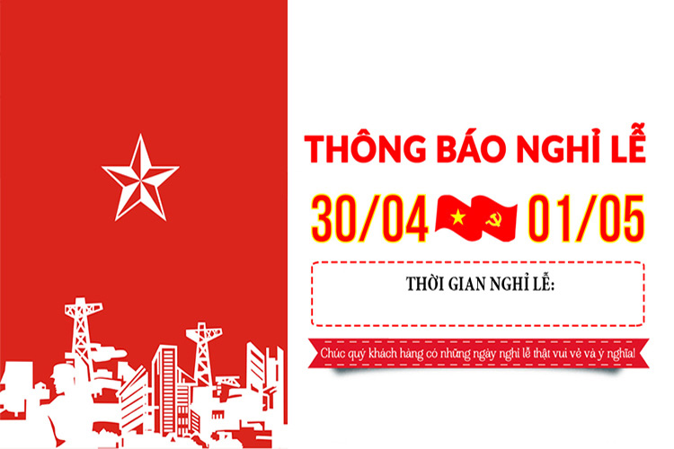 Ảnh thông báo lịch nghỉ lễ 30/4 và 1/5