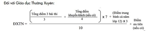 Công thức tính điểm thi tốt nghiệp THPT hệ GDTX