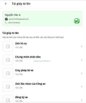 Nhấn tiếp tục để tải hồ sơ