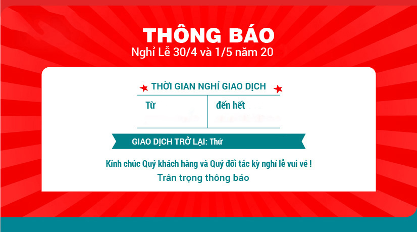Mẫu thông báo nghỉ lễ 30/4 và 1/5