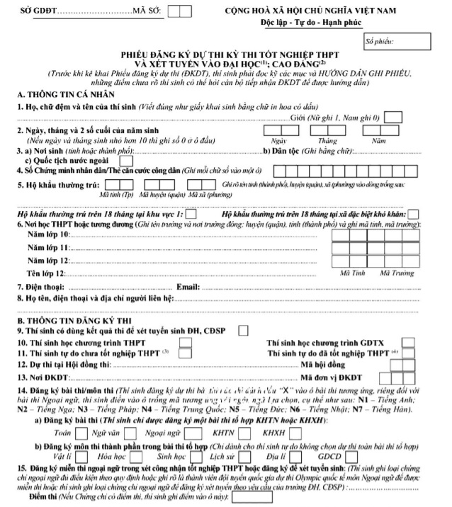 Hướng dẫn viết hồ sơ thi THPT quốc gia 2021