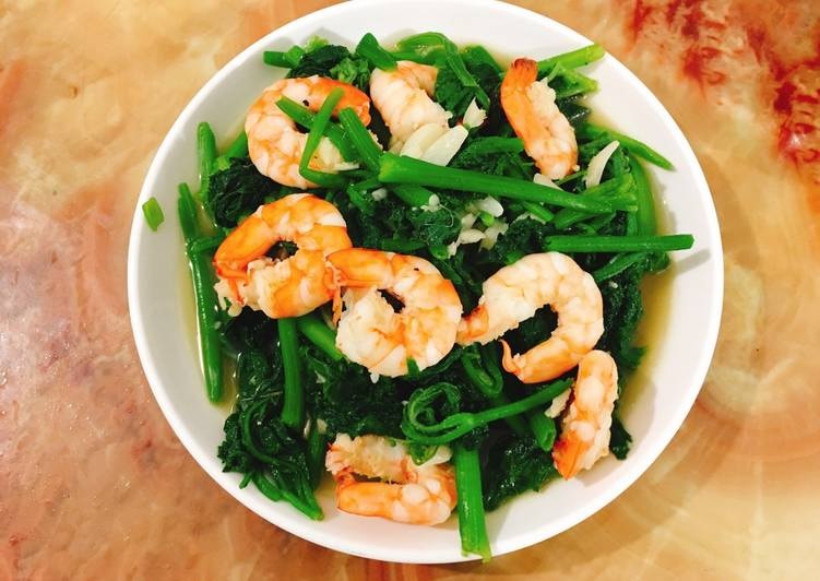 Ngọn rau bí xào tôm