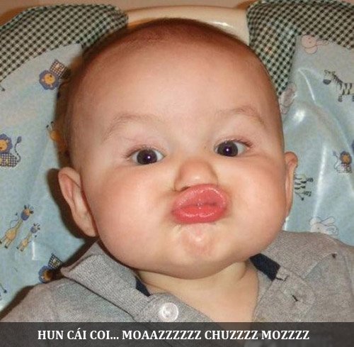 Ảnh chế em bé hôn đáng yêu