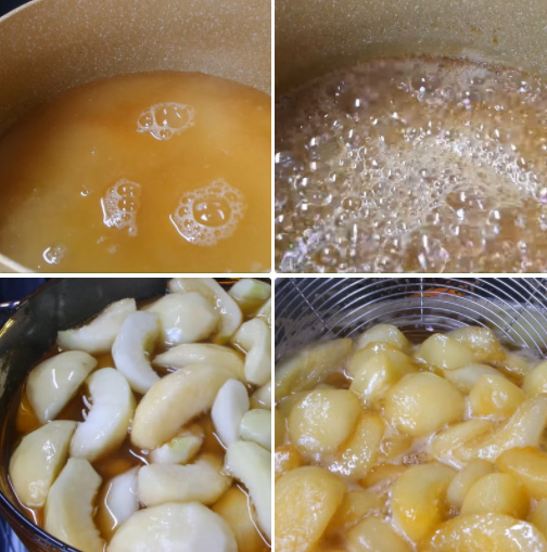 Nấu đào với đường Nấu đào với đường