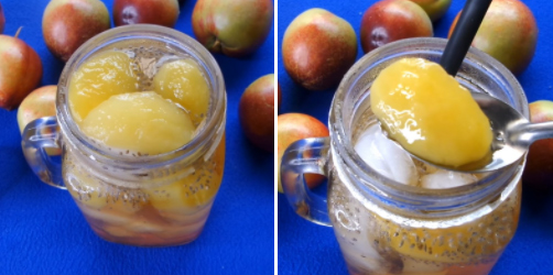 Thành phẩm món trà đào hạt chia Thành phẩm món trà đào hạt chia