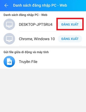 Cách đăng xuất chat.zalo.me trên điện thoại, máy tính