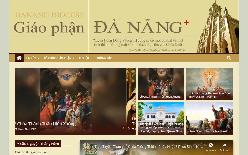 Giao diện website của Giáo phận Đà Nẵng