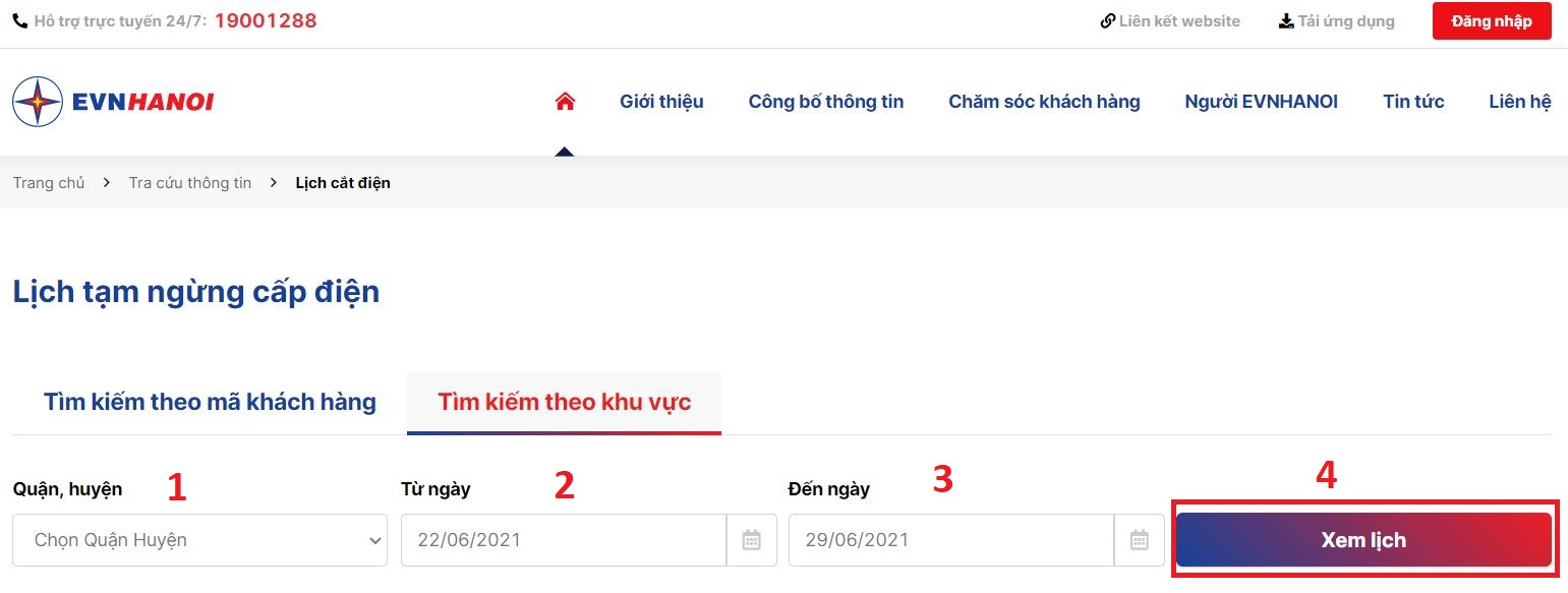 Cách tra cứu lịch cắt điện Hà Nội theo khu vực