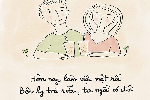 Stt về trà sữa đáng yêu, hài hước