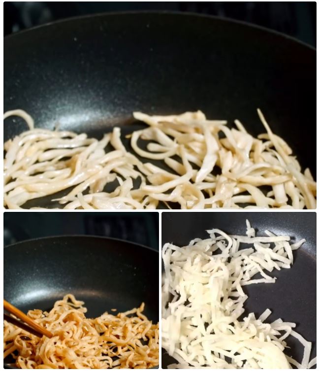 Cách làm bì chay, bì cuốn chay từ củ cải muối