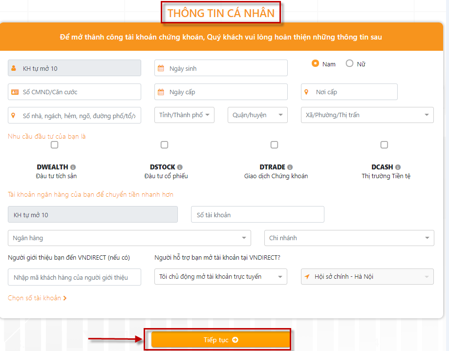 Cách mở tài khoản chứng khoán Vndirect online
