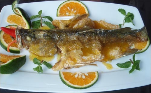 Cá chẽm sốt cam Cá chẽm sốt cam