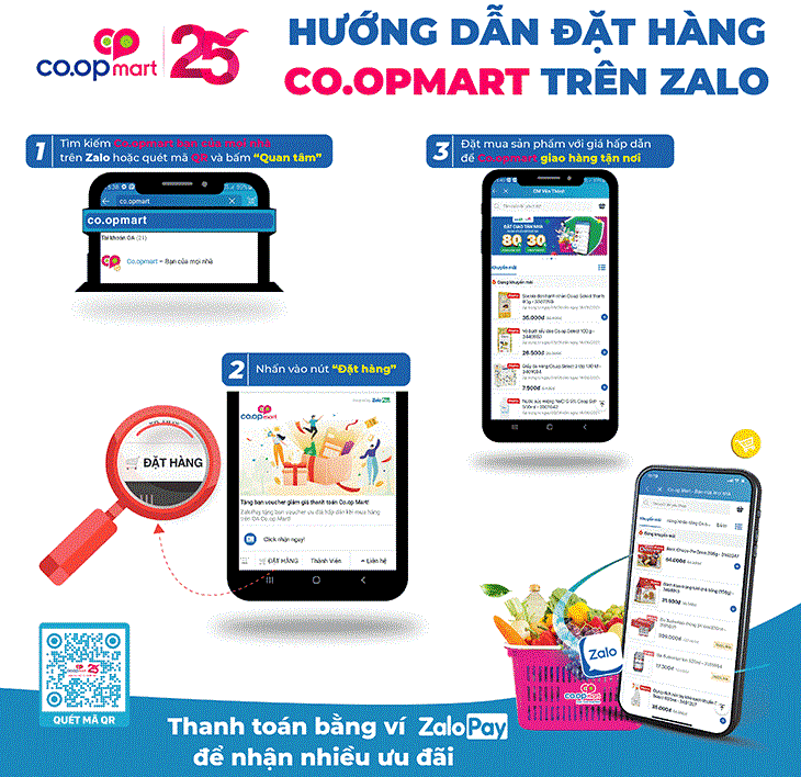 Cách mua hàng siêu thị Co.opmart online qua Zalo