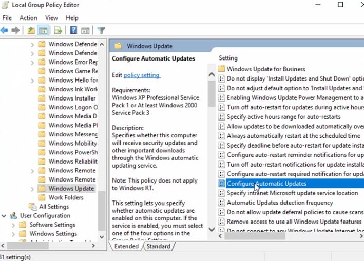 Cách tắt update Windows 10 bằng Group Policy Editor