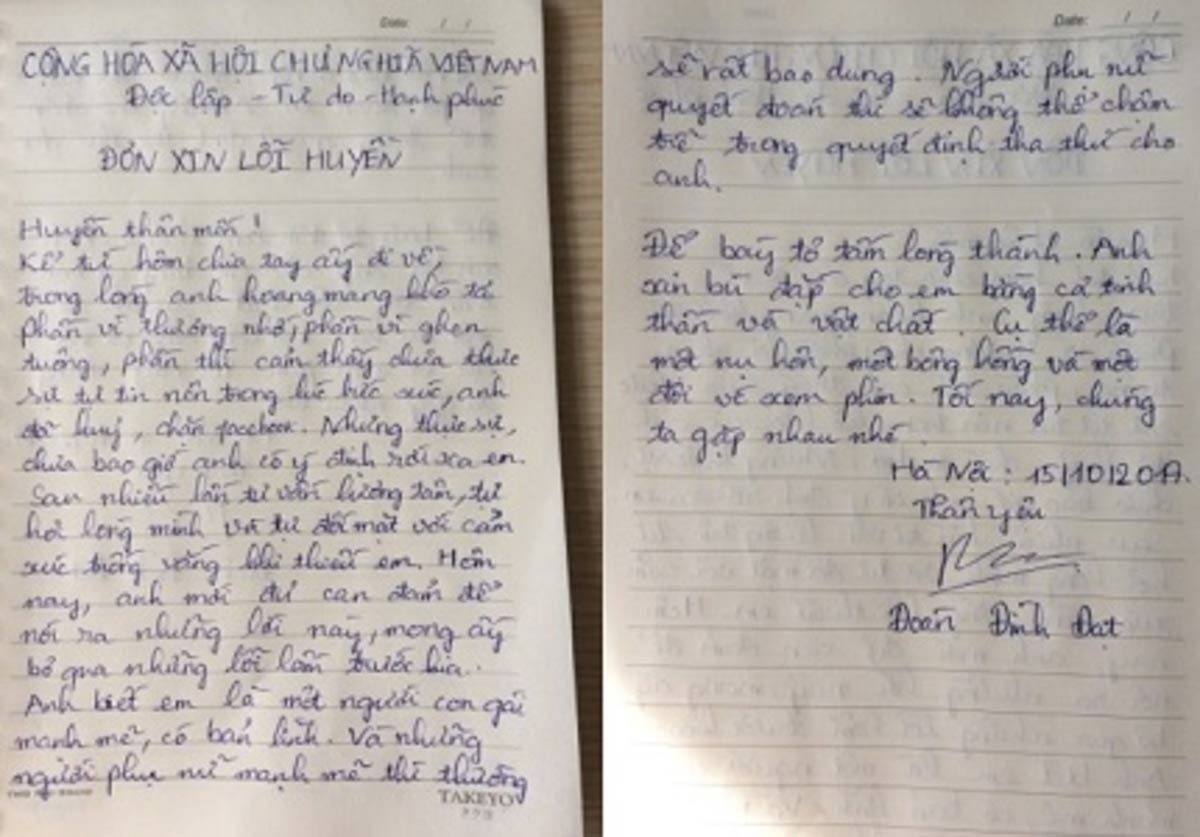 Đơn xin lỗi người yêu Đơn xin lỗi người yêu