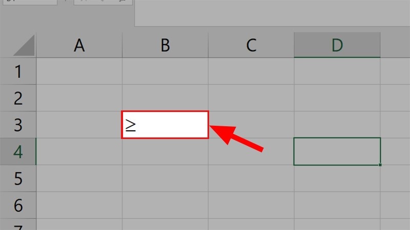 Cách gõ dấu lớn hơn hoặc bằng nhỏ hơn hoặc bằng trong Excel