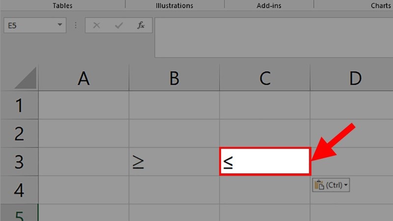 Cách gõ dấu lớn hơn hoặc bằng nhỏ hơn hoặc bằng trong Excel