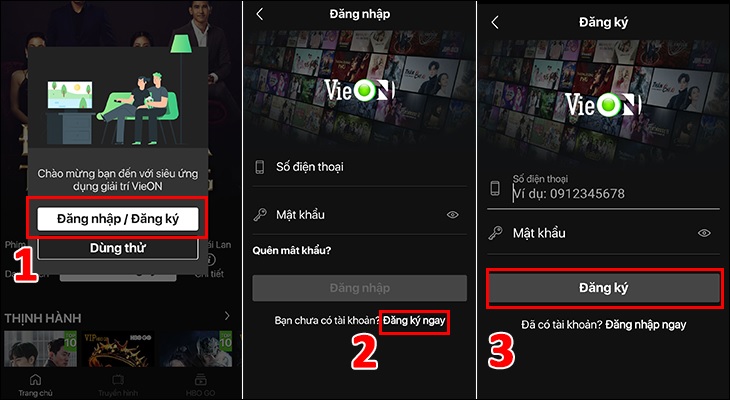 Hướng dẫn tải VieON, đăng kí VieON, sử dụng VieON